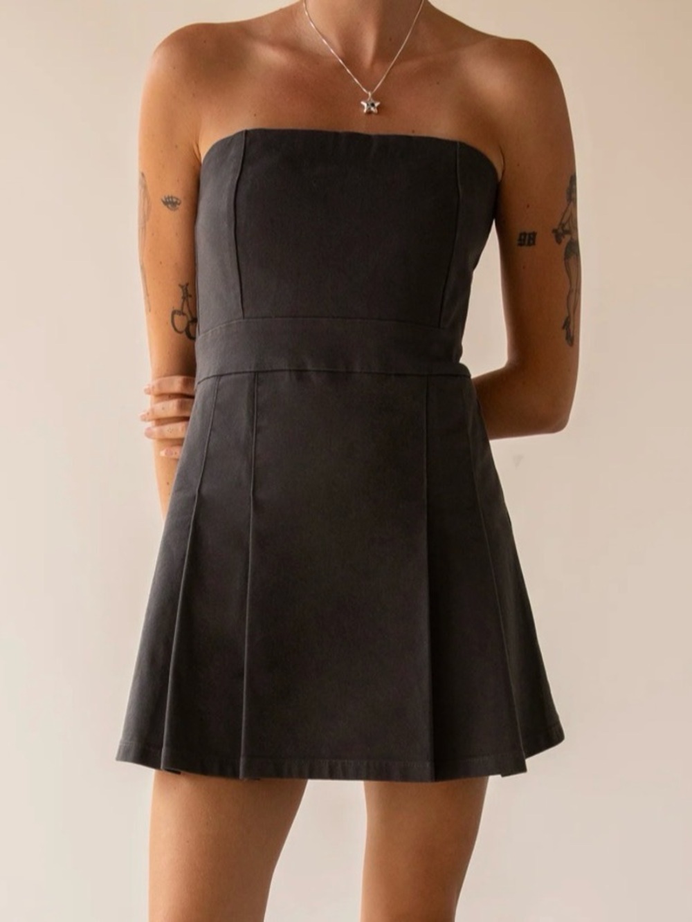 BNWT Oak + Fort Strapless Pleated Mini Dress